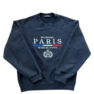 Balenciaga Black Crewneck Sweater with Paris Logo